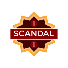 Scandal label with bold text and exclamation mark icon, AI Generation