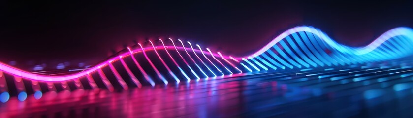 A Close-up Shot of a Neon human sound waves, oscillating diversity