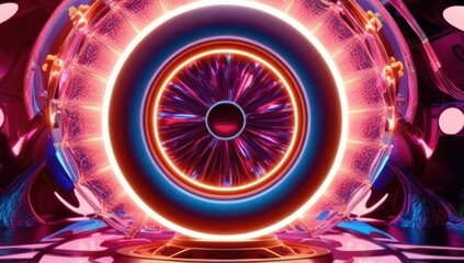 Abstract alien energy tunnel in space. Ring portal background