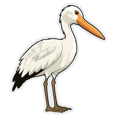 Stork bird Cartoon sticker illustration