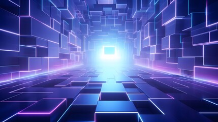3d rendering of blue and purple abstract geometric background. Scene for advertising, technology, showcase, banner, game, sport, cosmetic, business, metaverse. Sci-Fi Illustration. Product display