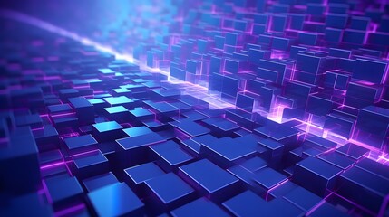 Fototapeta premium 3d rendering of blue and purple abstract geometric background. Scene for advertising, technology, showcase, banner, game, sport, cosmetic, business, metaverse. Sci-Fi Illustration. Product display