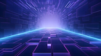 Fototapeta premium 3d rendering of blue and purple abstract geometric background. Scene for advertising, technology, showcase, banner, game, sport, cosmetic, business, metaverse. Sci-Fi Illustration. Product display