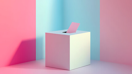 Minimalist vector illustration ballot box voting paper inserted. Minimalist. Illustration