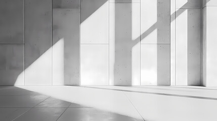 Obraz premium Minimalist wall and floor background with clean, white walls and light gray floors. Minimalist. Illustration