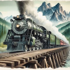 Obraz premium Mountain Journey by Steam Train