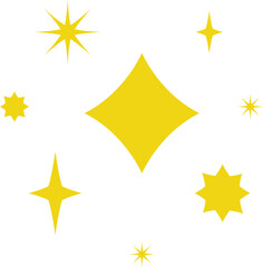 Minimalist silhouette stars icon set, twinkle shining star shape symbols, icons, elements. Modern geometric sparkle black silhouettes sign