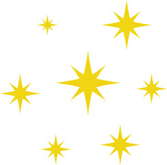 Obraz premium Minimalist silhouette stars icon set, twinkle shining star shape symbols, icons, elements. Modern geometric sparkle black silhouettes sign