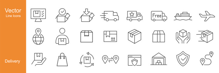 Delivery Icons - Vector Line. Editable Stroke.