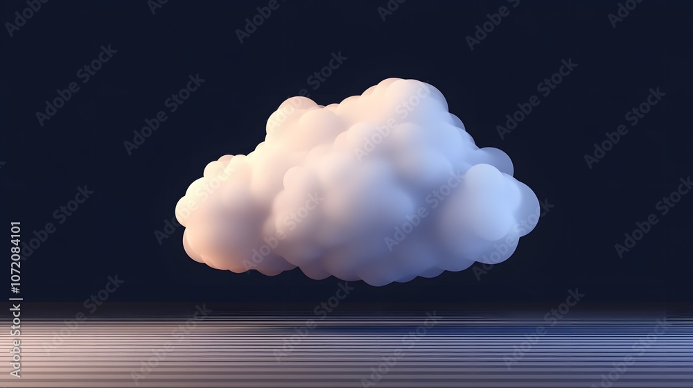 Aufkleber A 3D cloud icon with a smooth texture, representing cloud storage or weather, centered on a plain background, 4k resolution, no background, no shadow