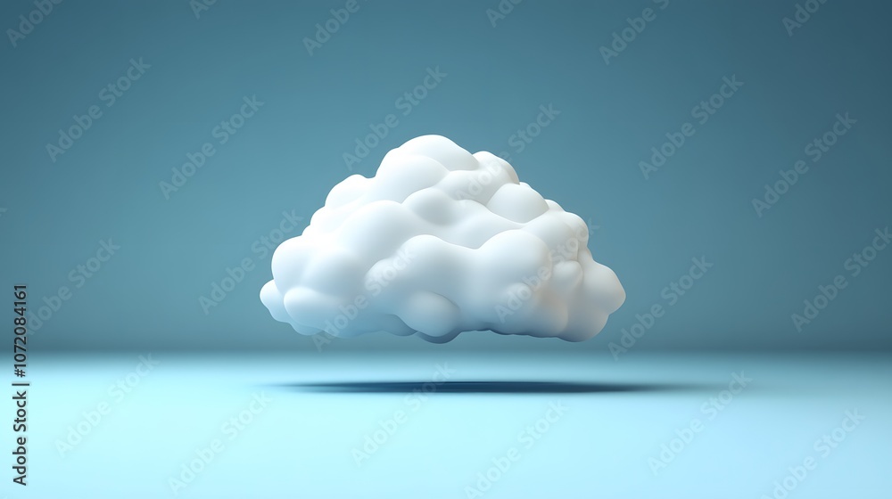 Aufkleber A 3D cloud icon with a smooth texture, representing cloud storage or weather, centered on a plain background, 4k resolution, no background, no shadow
