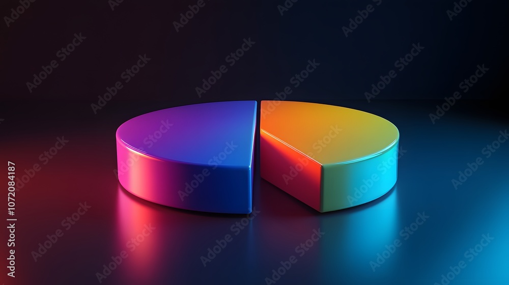 Poster a 3d pie chart icon in vibrant colors, representing data analysis, placed on a plain background, 4k 