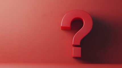 A 3D red question mark icon with a shadow effect, positioned upright and slightly rotated, on a plain background, 4k resolution, no background, no shadow