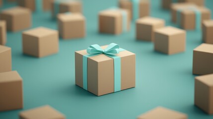 Colorful gift boxes arranged on a vibrant blue surface, creating a festive and cheerful atmosphere for celebrations.