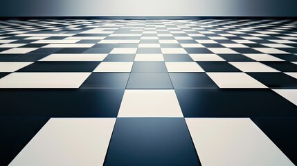 Naklejka premium Abstract Black and White Checkerboard Pattern Floor