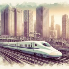 Naklejka premium Megacity with Advanced Rail System