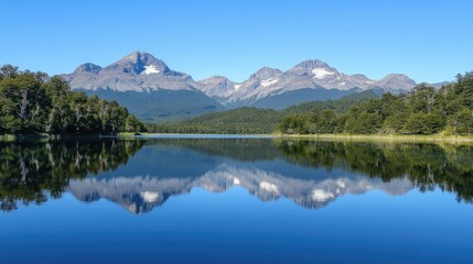 Fototapeta premium Scenic Mountain Reflection Over Tranquil Lake Waters