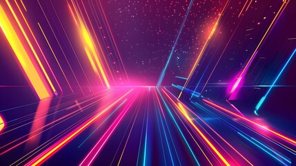Dynamic Abstract Background with Colorful Lines for Startup Pitch Deck Cover, Featuring Bright Neon Lights and Energetic Atmosphere for Business Presentations