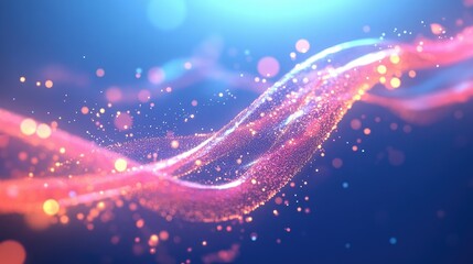 Fototapeta premium Colorful Abstract Light Waves with Glittering Particles