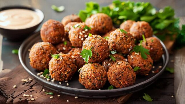 Falafel are deep fried balls or patties made from ground chickpeas, fava beans, or both. They are commonly served in a pita, which acts as a pocket, or wrapped in a flatbread known as lafa