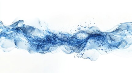 Abstract Blue Water Flow on White Background