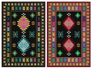 Obraz premium Kilim Carpet modern Vector Pattern with trending colors in high resolution 