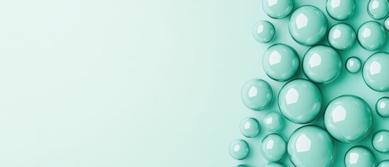 Textured background with mint bubbles on a soft pastel backdrop.