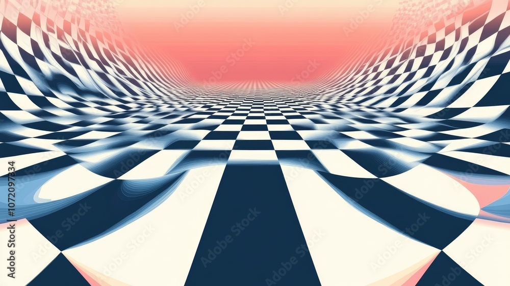 Poster abstract checkered pattern with soft gradient background