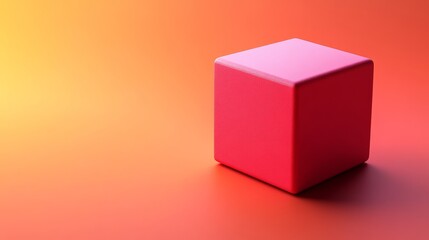 Fototapeta premium A red cube is sitting on a red background
