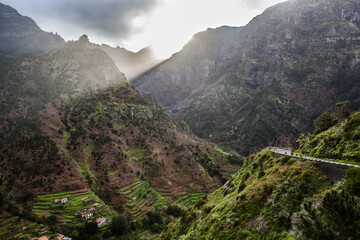 Panoramic view of mountains on Madeira island , Portugal