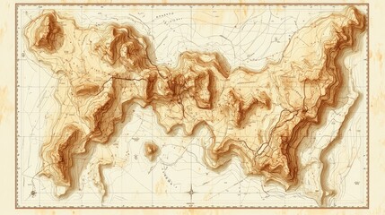 Topographic Map with Geographic Grid Lines