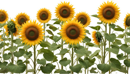 Fototapeta premium Picturesque sunflower field, cut out
