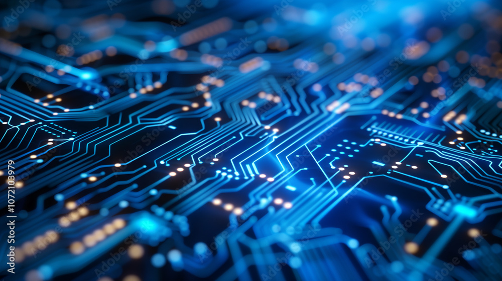 Poster abstract cyber tech background with intricate digital codes, holographic circuit patterns, and faint