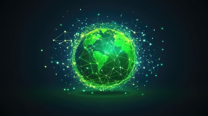 Obraz premium Futuristic Green Earth with Digital Connections