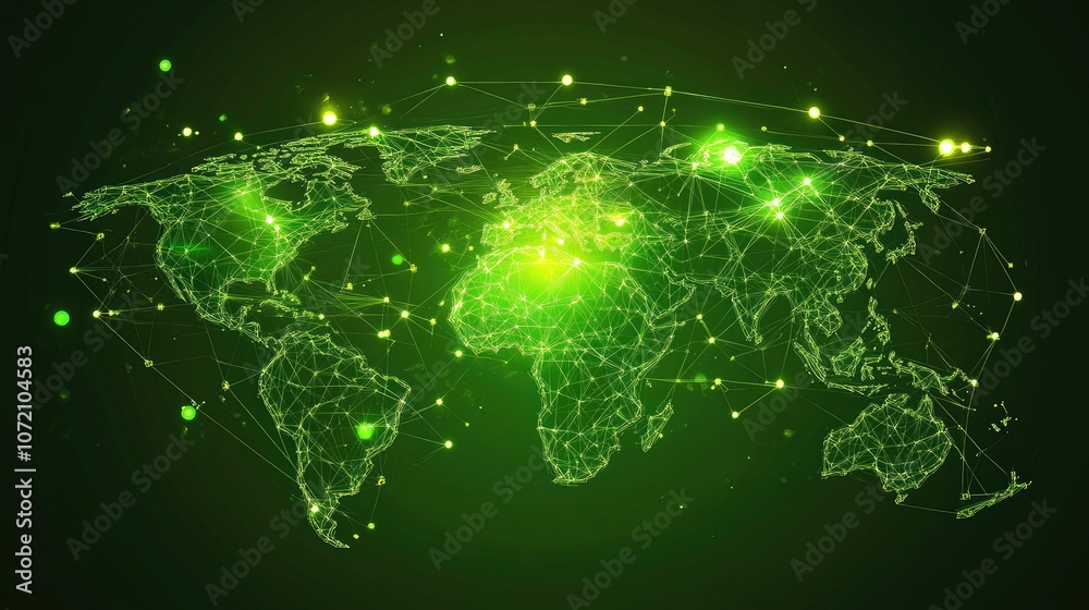 Poster green vector map of planet with floating elements
