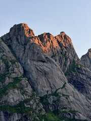 Sunlight hitting mountain tops