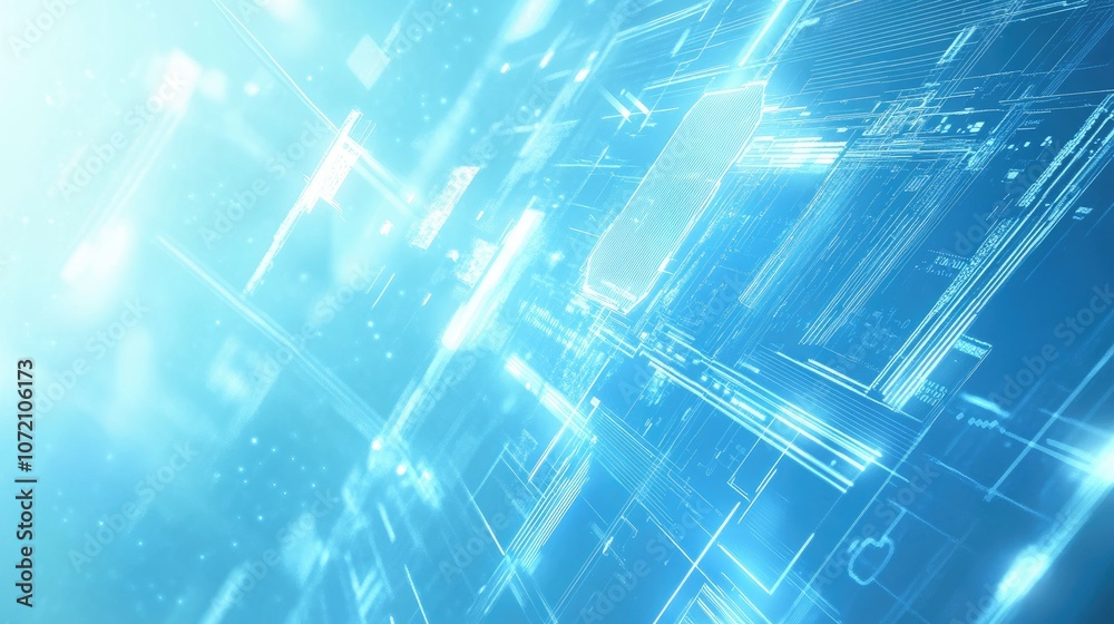 Poster futuristic blue tech background with hexagonal patterns
