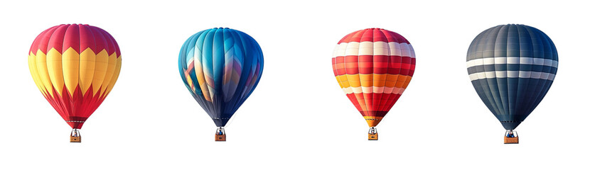 Set of colorful hot air balloons isolated on a white background