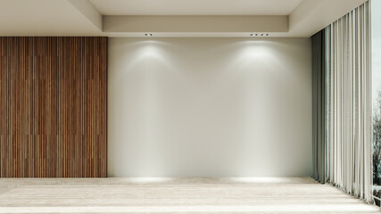 Large luxury modern bright interiors Living room mockup illustration 3D rendering image