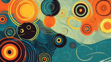 Naklejka premium Abstract art with colorful circles and swirls.