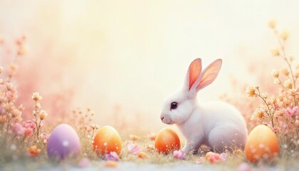 Easter Joy in Watercolors, Bunnies, Eggs, and Blossoms