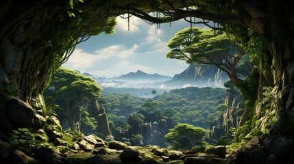 The rich green of a rainforest canopy