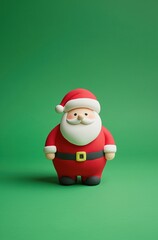 Obraz premium A cartoonish figure of Santa Claus stands on a green background