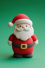Obraz premium A red and white santa standing on a green background