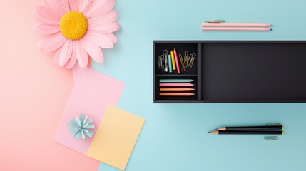 A desk with a drawer organizer, featuring compartments for pens, pencils, paper clips, and other small office supplies, highlighting a practical and space saving solution.