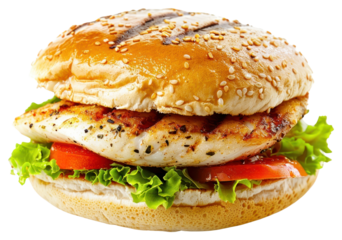PNG Grilled chicken sandwich with vegetables