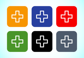 Plus icon design, Add icon set colorful design
