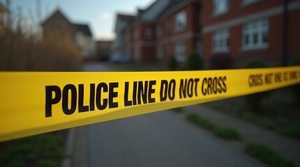 Obraz premium Close-up view of police line tape at a crime scene