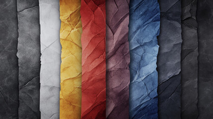 Fototapeta premium Stripes of various colors of wrinkled paper