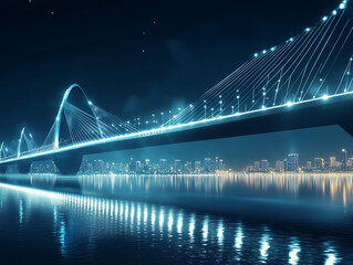 Obraz premium suspension bridge at night